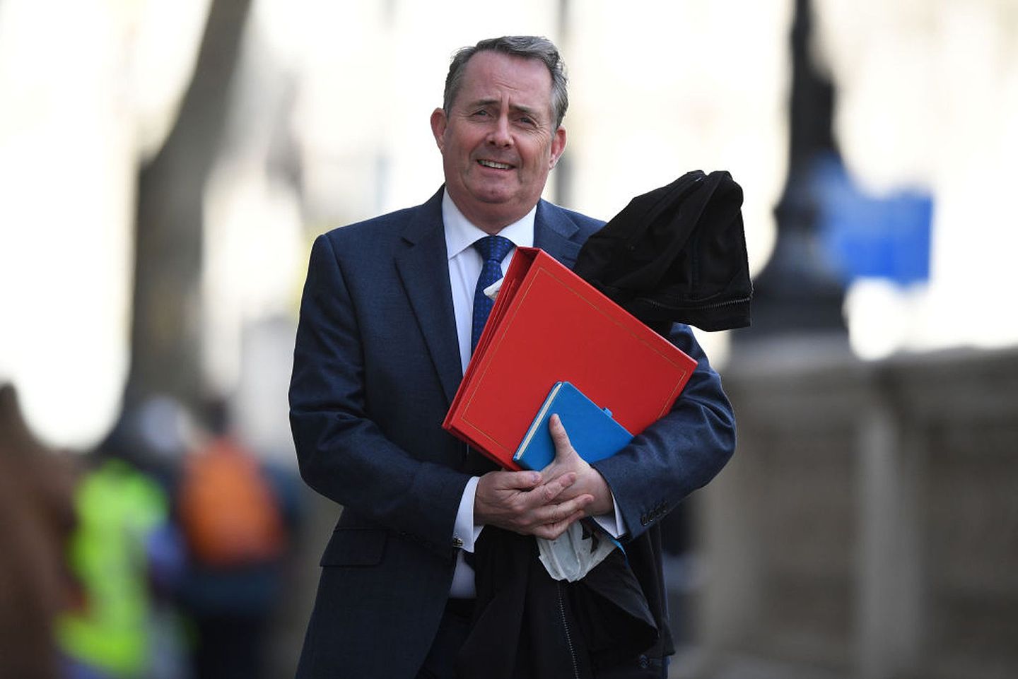 图为2019年3月霍理林（Liam Fox）现身唐宁街，当时他为国际贸易大臣（路透社）