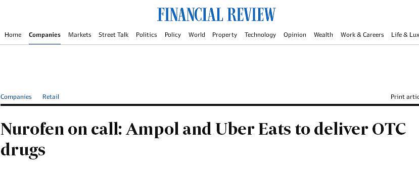 Ampol联手Uber Eats为澳人配送非处方药！ - 1