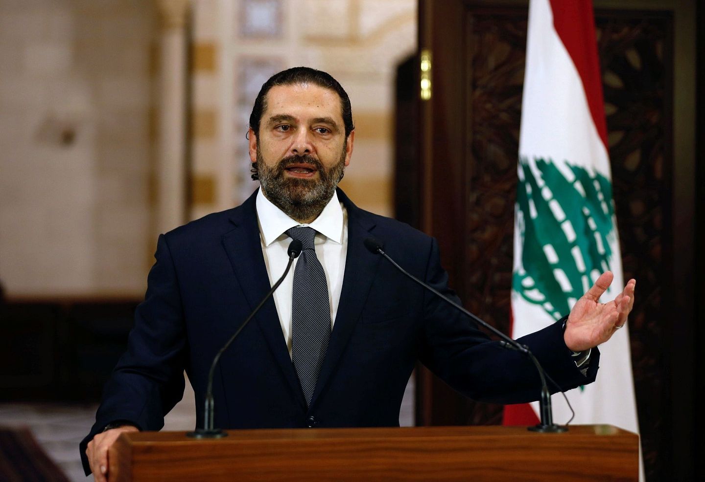 黎巴嫩前總理哈里里，其曾逃往沙特，最后因2019年反政府示威下台。（Reuters）