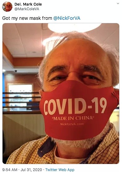 众院候选人贩卖“新冠病毒中国制造”口罩遭亚裔批评（组图） - 1