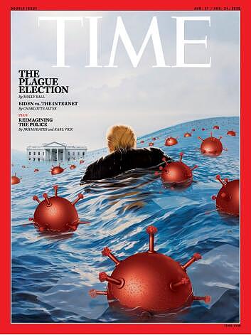 《时代》周刊新封面公布：新冠病毒“水淹”白宫，特朗普被包围（图） - 1