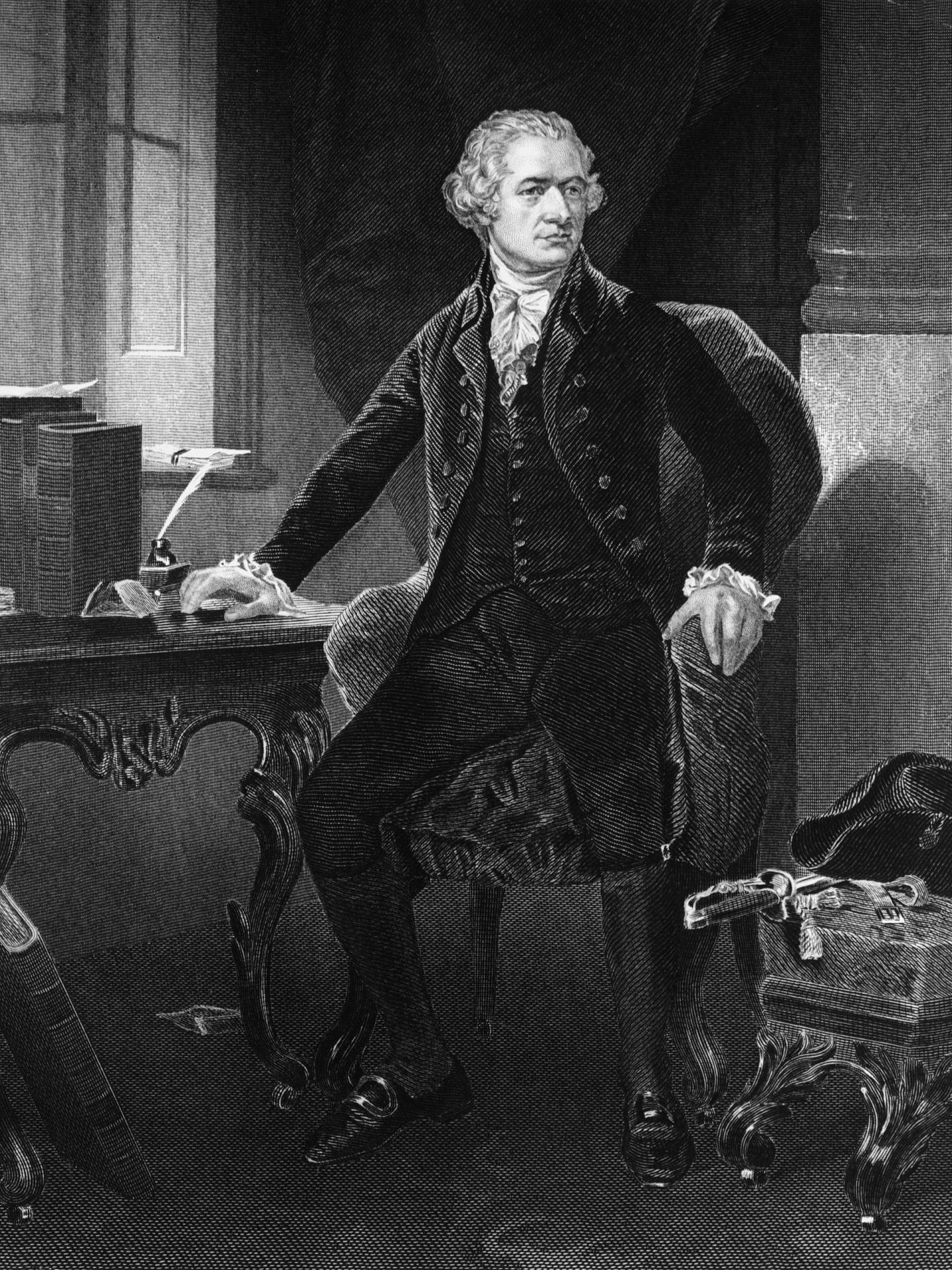 美国首任财长汉密尔顿1804年在与时任副总统伯尔（Aaron Burr）的一场决斗中中枪后死亡。（GettyImages）