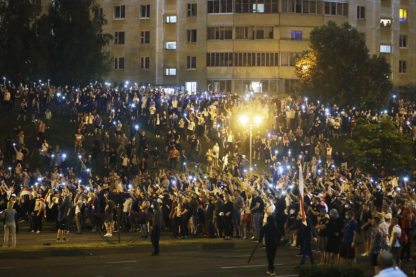 在8月9日于明斯克、布列斯特等地发生示威后，在白、波边界的城市也发生了类似民变。（美联社）