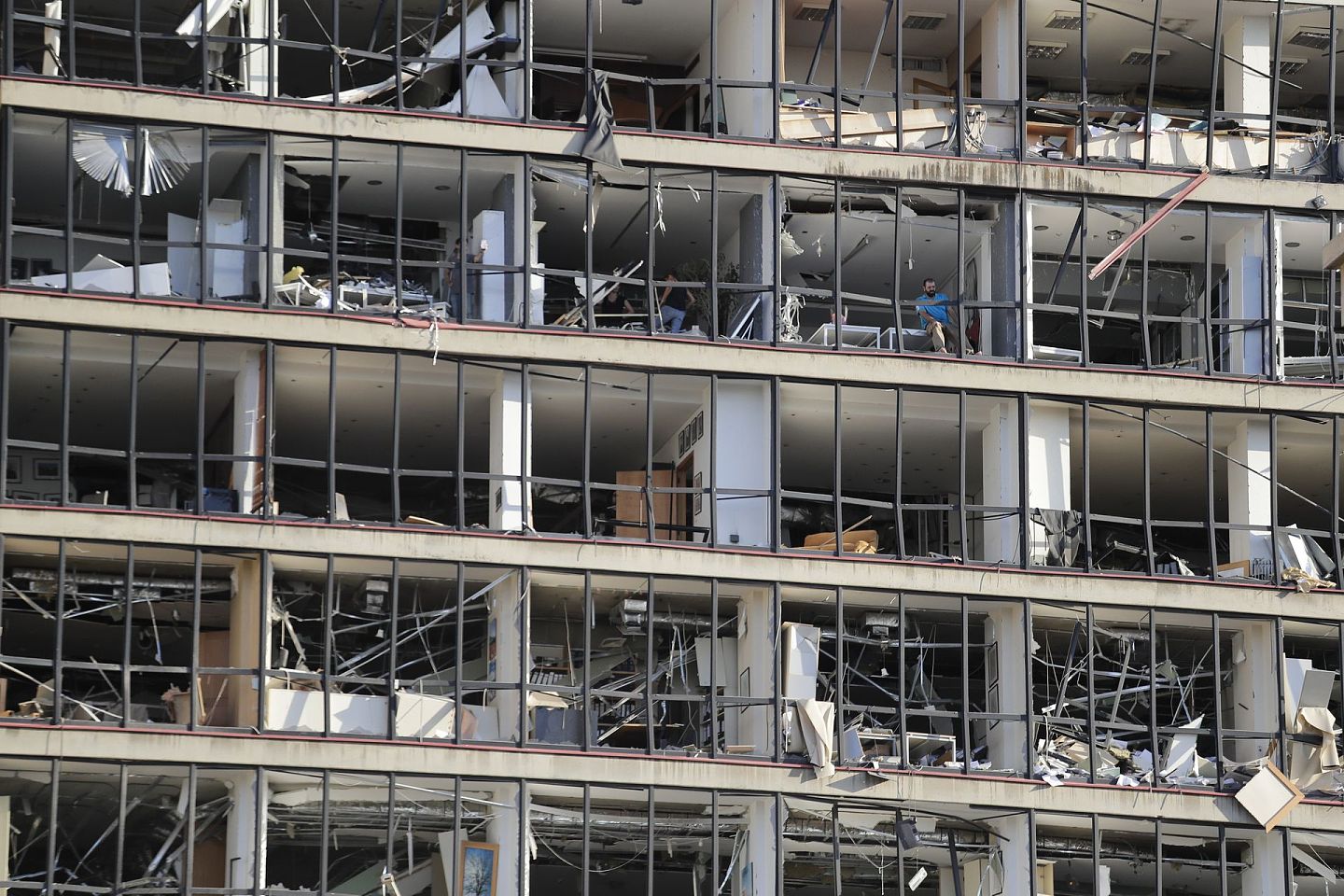 2020年8月5日，黎巴嫩贝鲁特，一处被毁坏的建筑。（AP）