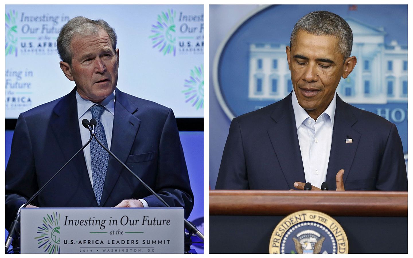 在克林顿之后，小布什（左）与奥巴马（右）也基本沿袭了对华接触战略。（Reuters）