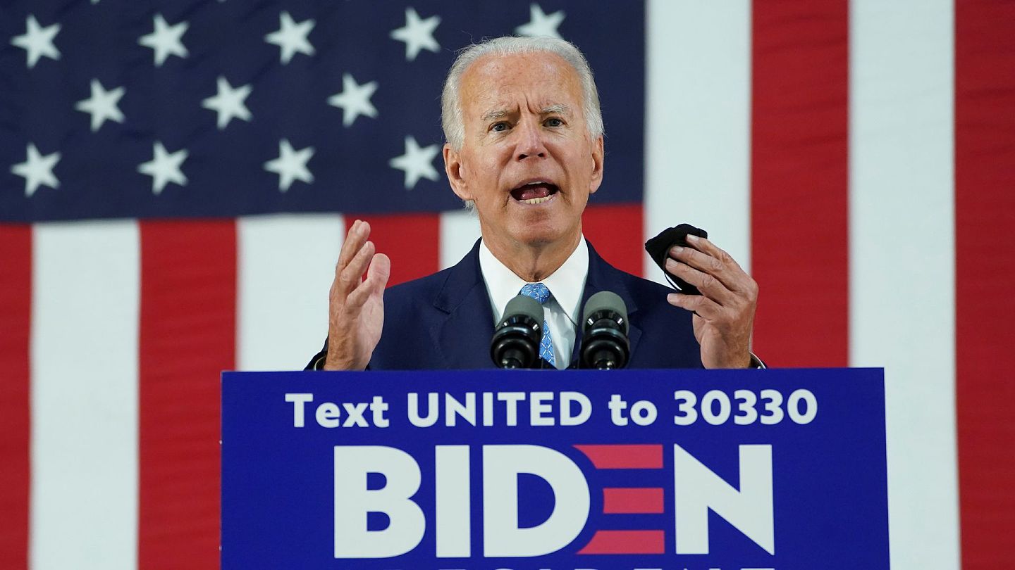 美国大选：美国民主党全国代表大会于2020年8月17至20日举行，届时前副总统拜登（Joe Biden）会被正式提名为民主党总统候选人。图为2020年6月30日，拜登在特拉华州（Delaware）演讲。（Reuters）