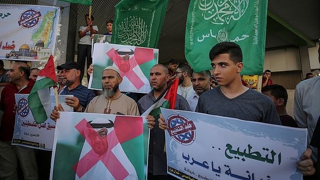 2020年8月15日，加沙地带北部难民营中的抗议