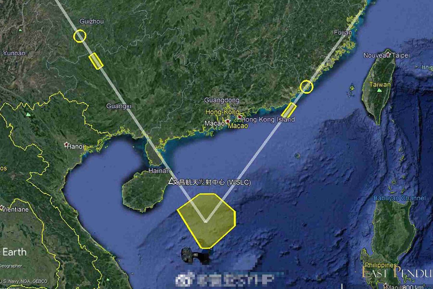 消息人士称，中国解放军从青海省、浙江省两个方向向南海试射东风导弹。（微博@寰亚SYHP）