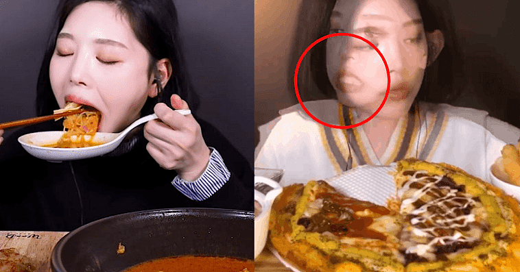 韩国吃播网红被曝作弊假吃，吐食物前对摄影师做秘密手势？！（组图） - 2