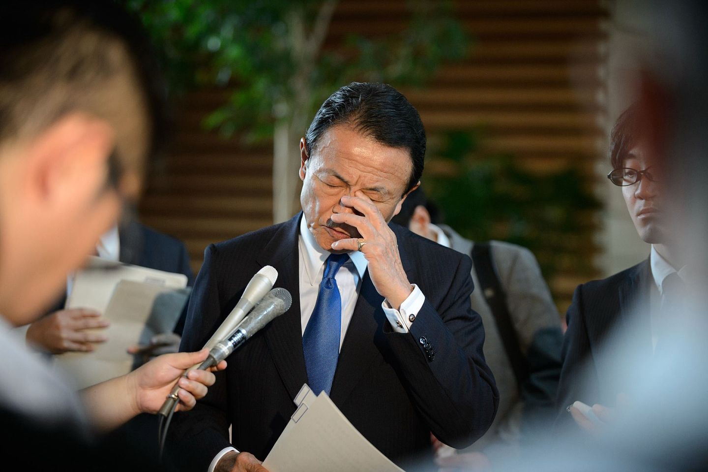 日本副首相麻生太郎是安倍晋三的热门加班人选。（Getty）