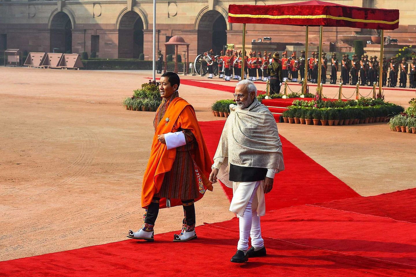 印度有扩张野心，图为2018年12月印度总理（右）与不丹首相举行会晤。 （VCG）