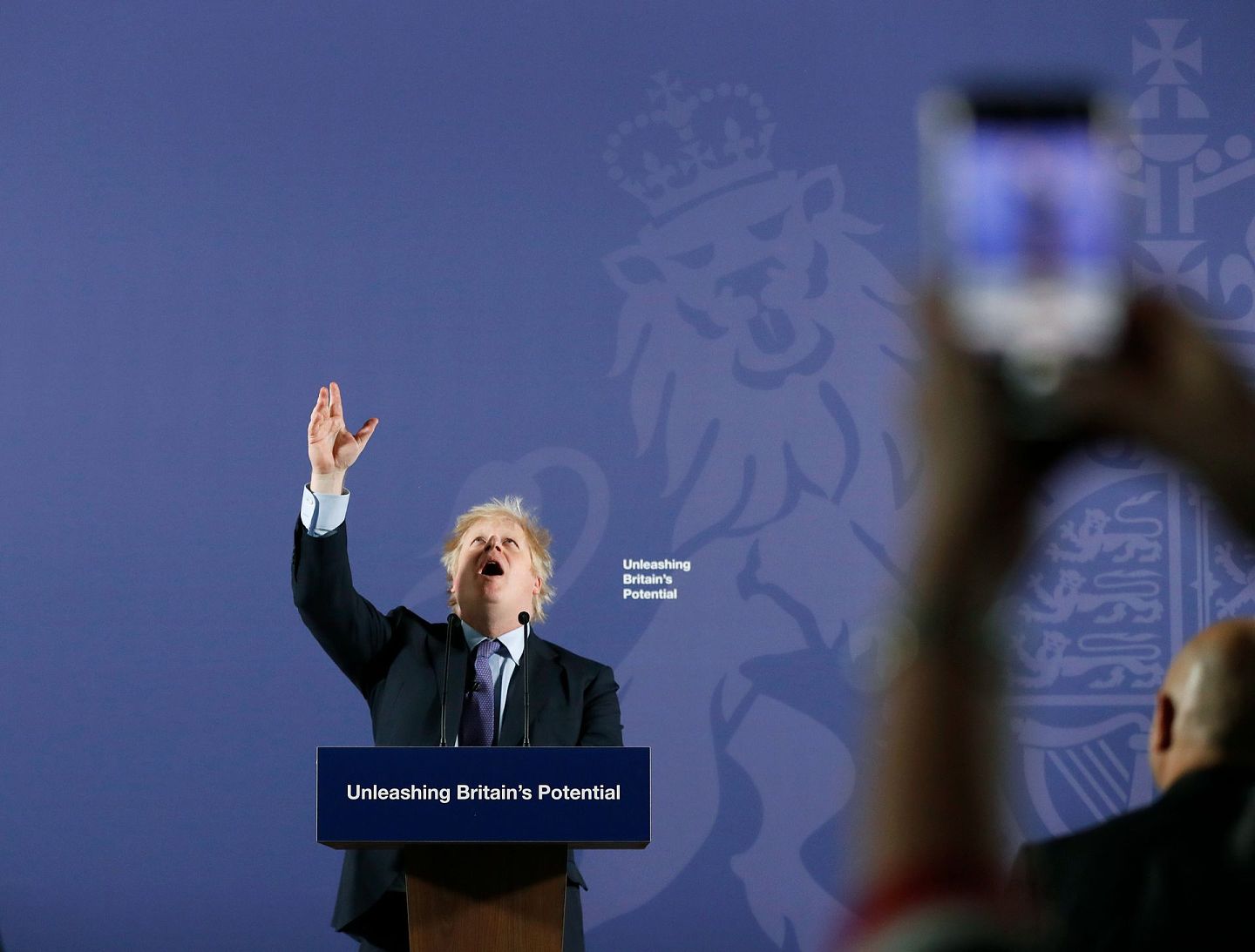 2月3日，英国首相约翰逊在演讲中概述了英国脱欧后政府与欧盟的谈判立场。 （AP）