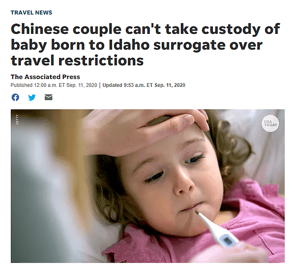中国夫妇因海外旅行禁令，数月未见新生女婴！斥巨资找代孕，却饱受相思之苦…（组图） - 1