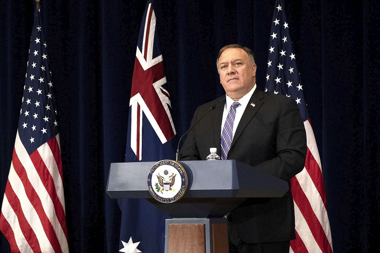 美国务卿蓬佩奥9月14日首先透露了布兰斯塔德离职的消息。（AP）