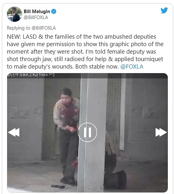 洛杉矶警察中枪画面曝光，女警浑身是血帮同伴包扎，湖人球星詹姆斯被指煽动暴力袭警（视频/组图） - 2