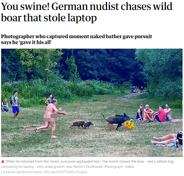 她在德国，拍下了一男子裸奔追猪全过程，意外火遍全网…（组图） - 1
