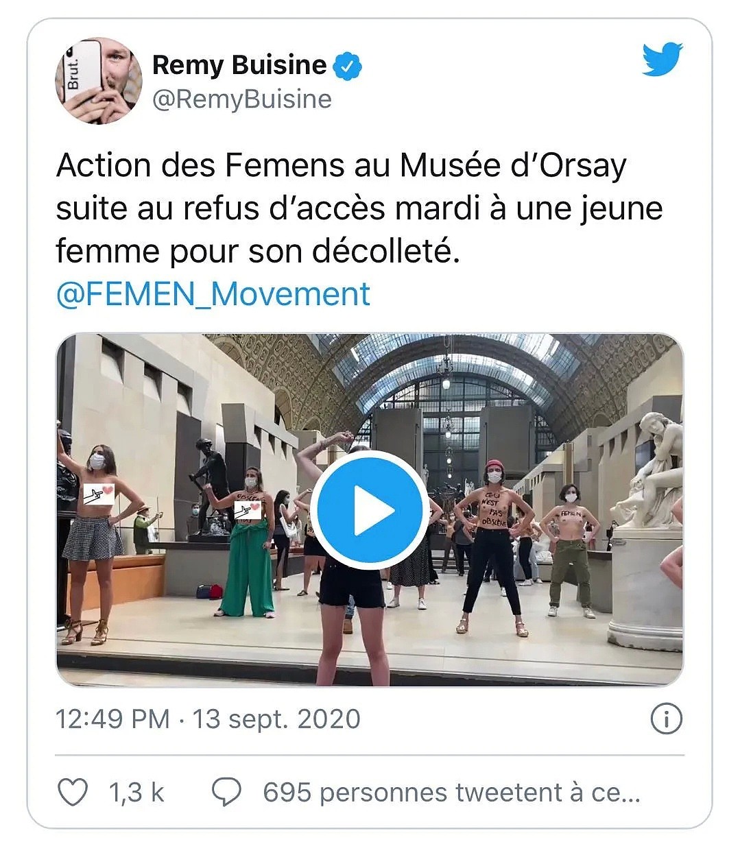 20人在巴黎奥赛裸体抗议 vs 50人在雷恩裸骑游行！法国周日很精彩（组图） - 4