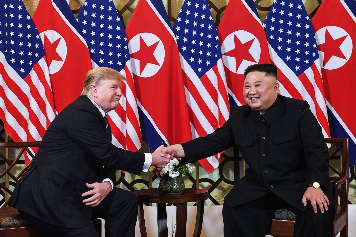 2019年2月越南河内举行的美朝峰会。 特朗普与金正恩建立朋友般的特别关系。 （Getty）