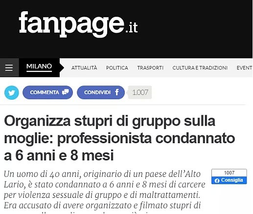 意大利一男子竟伙同他人轮奸自己的妻子，法院判罚却“惹怒全网”（组图） - 1