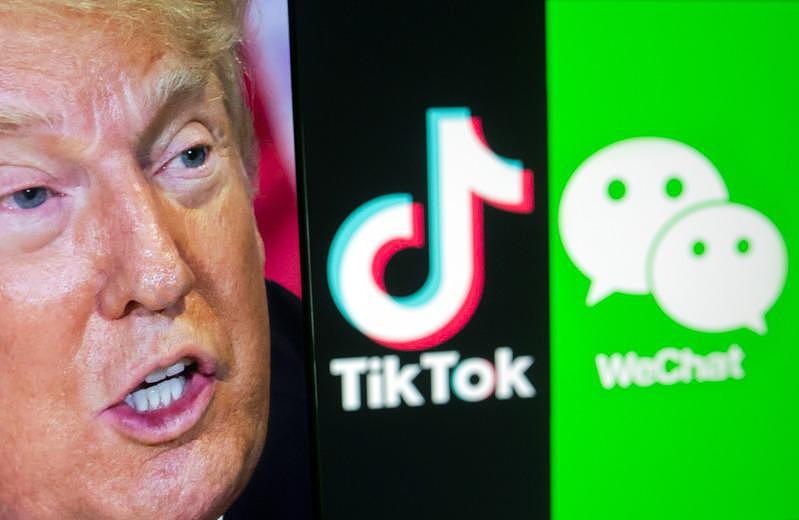 川普政府18日发出禁令，微信和TikTok都将于9月20日在美国市场下架。(路透)