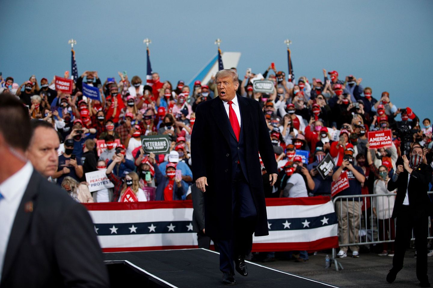 2020年9月19日，美国总统特朗普在北卡罗来纳州费耶特维尔参加竞选活动。 （Reuters）