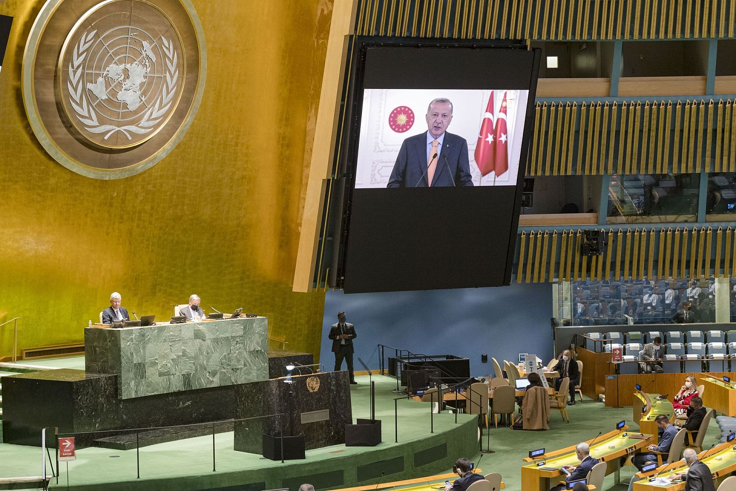 埃尔多安强调，世界不是只有安理会五个常任理事国，提出联合国进行改革的必要性。（AP）