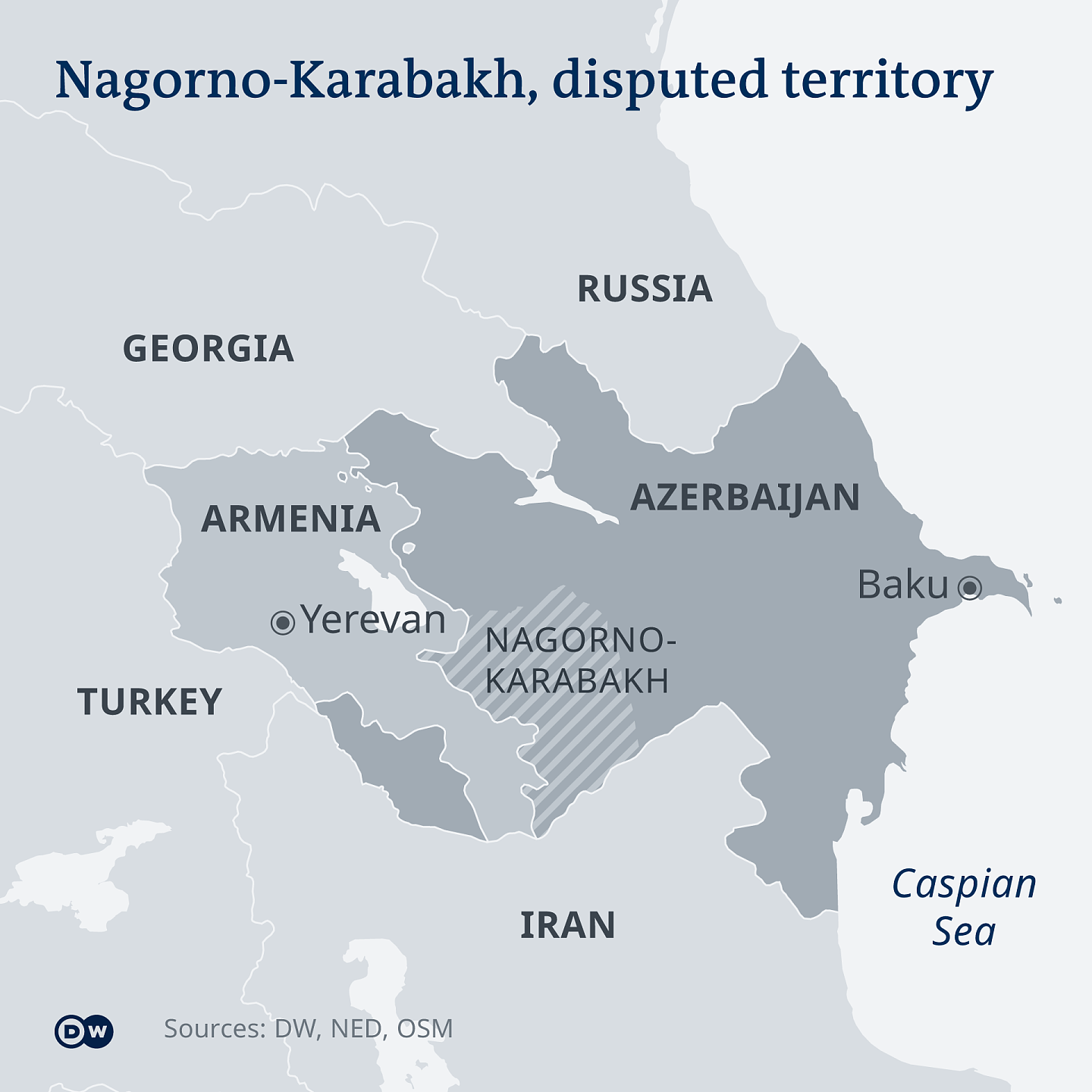 Karte Armenien Aserbaidschan Berg-Karabach EN