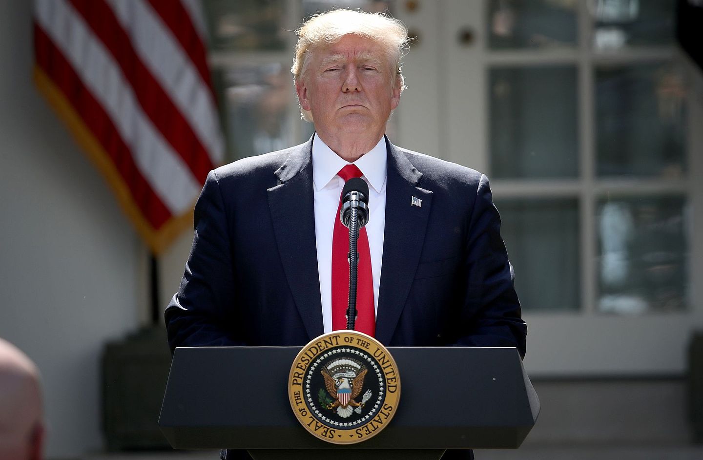2017年6月1日，特朗普在白宫召开新闻发布会，宣布美国将推出《巴黎协定》。美国在2015年奥巴马任内签署了该协定。（Getty）