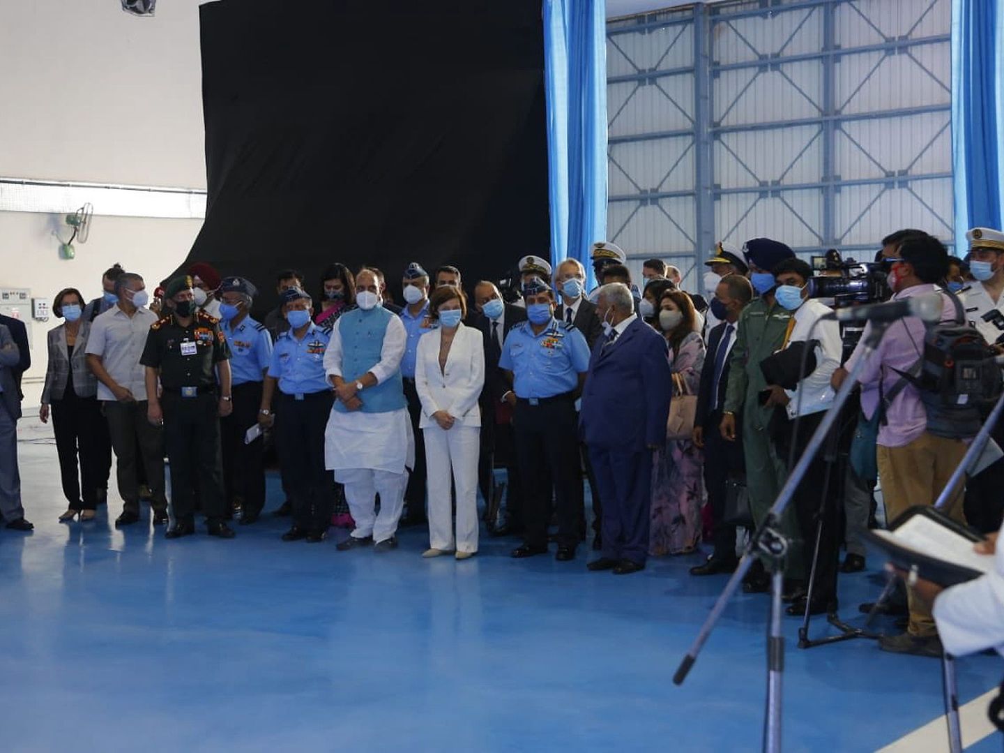 五架“阵风”战机的入列仪式，于9月10日上午在安巴拉（Ambala）空军基地举行。（Twitter@DefenceMinIndia）