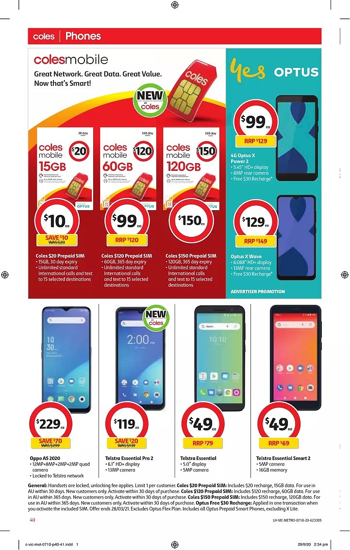 Coles 10月7日-10月13日折扣，油半价，$10含15GB+整月畅打中国长途 - 40