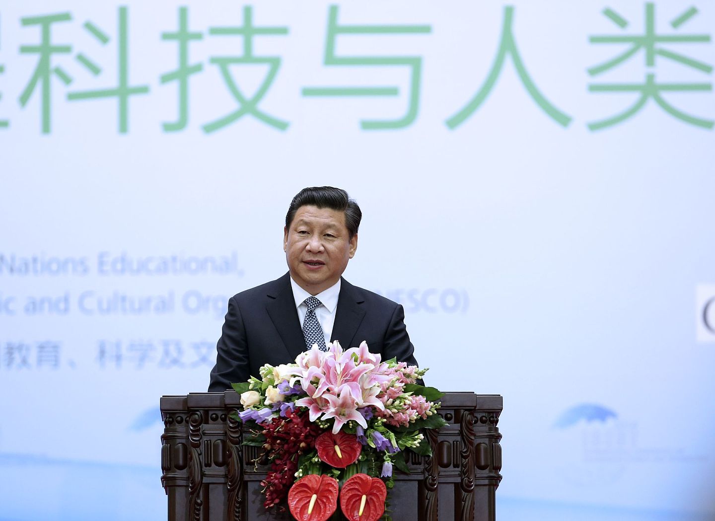 2014年6月，中国国家主席习近平在北京人民大会堂出席2014年国际工程科技大会，并发表题为《让工程科技造福人类、创造未来》的主旨演讲。 （新华社）