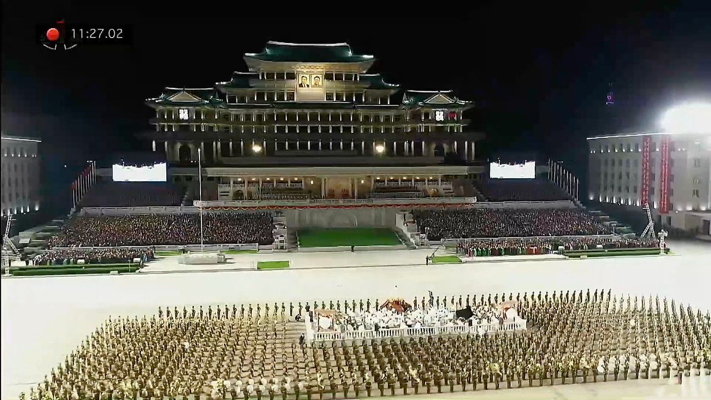 阅兵式现场十分震撼。 （朝鲜中央电视台视频截图）