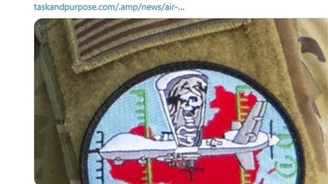 参加模拟攻击演习的美国空军人员的臂章上印有代表中国地图的红色剪影，着过媒体说这是对中国的