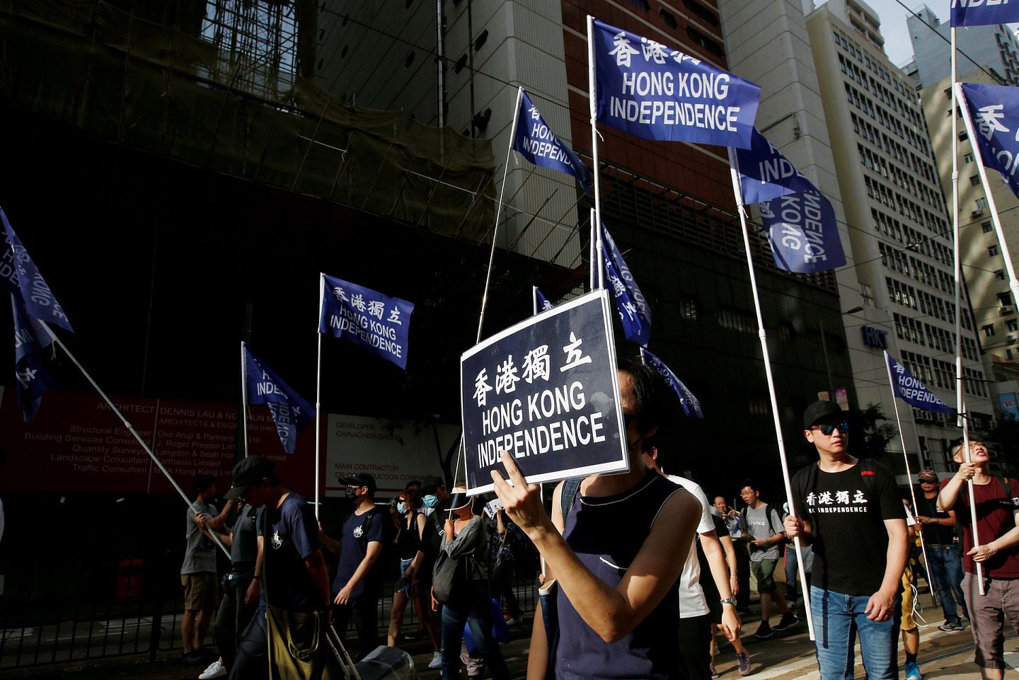 “港独”要求虽常在街头抗争中出现，但难以对香港局面产生实质影响。（路透社）