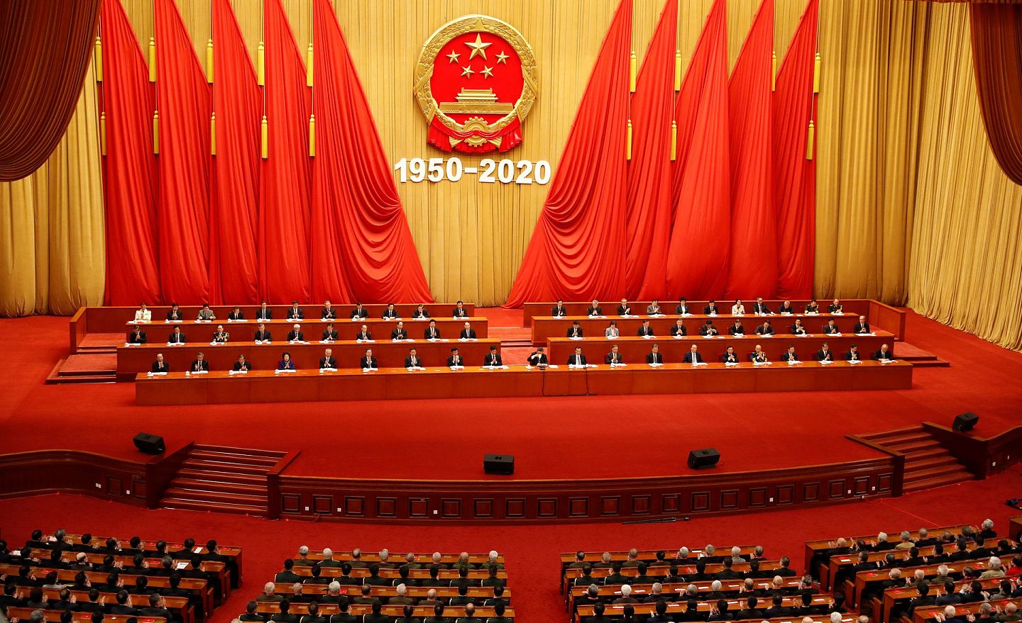 2020年10月23日，中国人民志愿军参加朝鲜战争70周年纪念活动在北京人民大会堂举行。（Reuters）