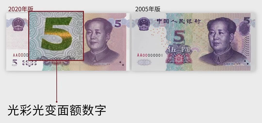 中国新版5元纸币11月5日起发行 新旧版本大对比（图） - 4
