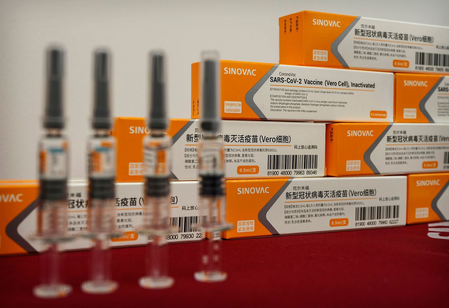 9月24日，北京科兴生物公司展示着正在研发的新冠疫苗CoronaVac。（Getty）