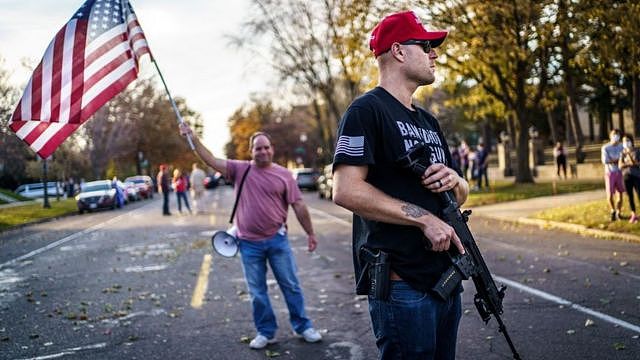 A Trump follower in Minnesota on 7 November