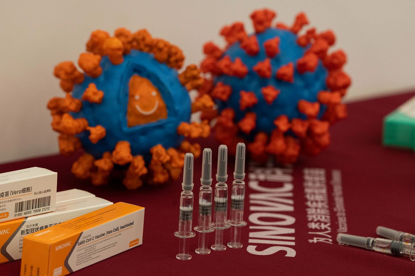 2020年9月24日，科兴公司疫苗工厂向外界参观人员展示了新冠肺炎疫苗。（AP）