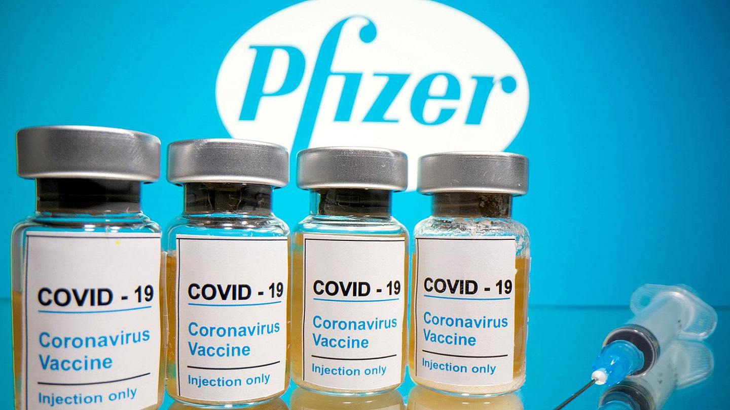 美国辉瑞制药公司（Pfizer)研制的新冠病毒疫苗。（路透社）