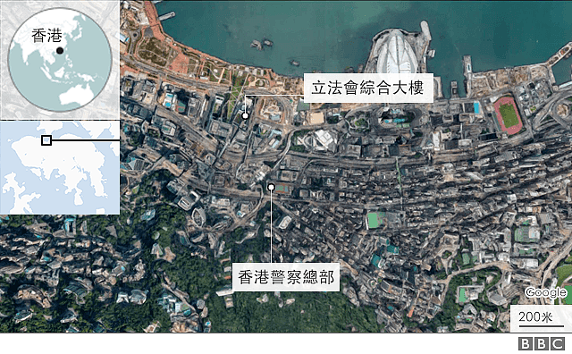 地图：香港示威地点
