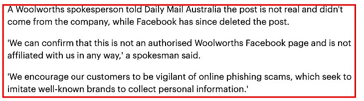 最近，5万澳洲人都被这则帖子骗了！Woolies公开回应：假的 - 8