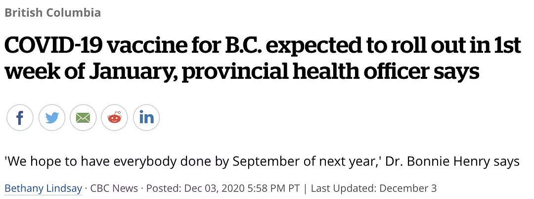 BC省宣布将在1月首发新冠疫苗！辉瑞却在这个节骨眼上供应减半了？（组图） - 1