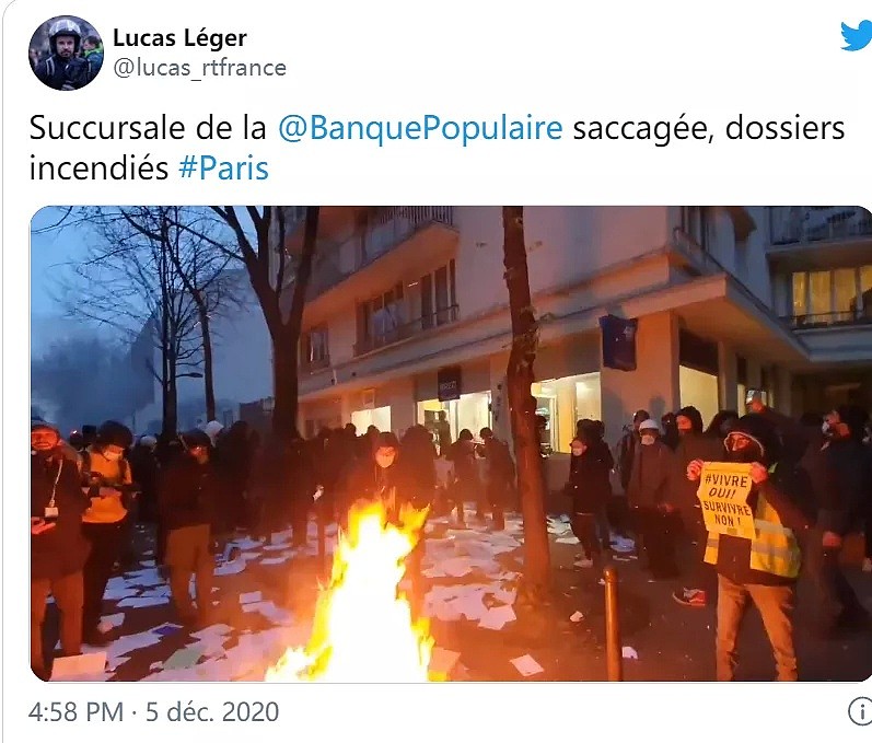 巴黎又现打砸烧，示威者焚烧银行，追着警察打！马克龙直播2小时求理解（视频/组图） - 10