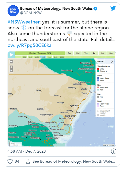 狂风暴雨即将席卷澳洲3地！部分地区将迎来降雪（组图） - 4