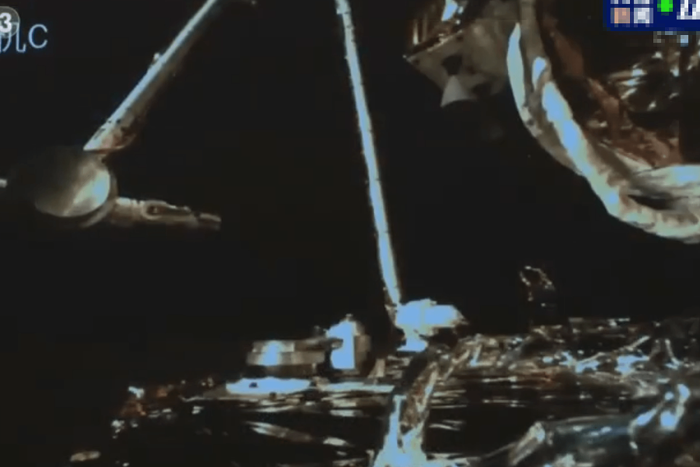 嫦娥五号月球采样细节曝光。（中国央视截图）