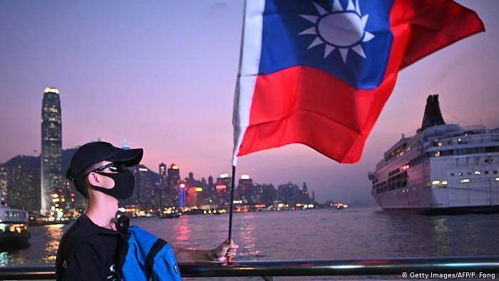 Hongkong Taiwanesische Flagge an Taiwans Nationalfeiertag