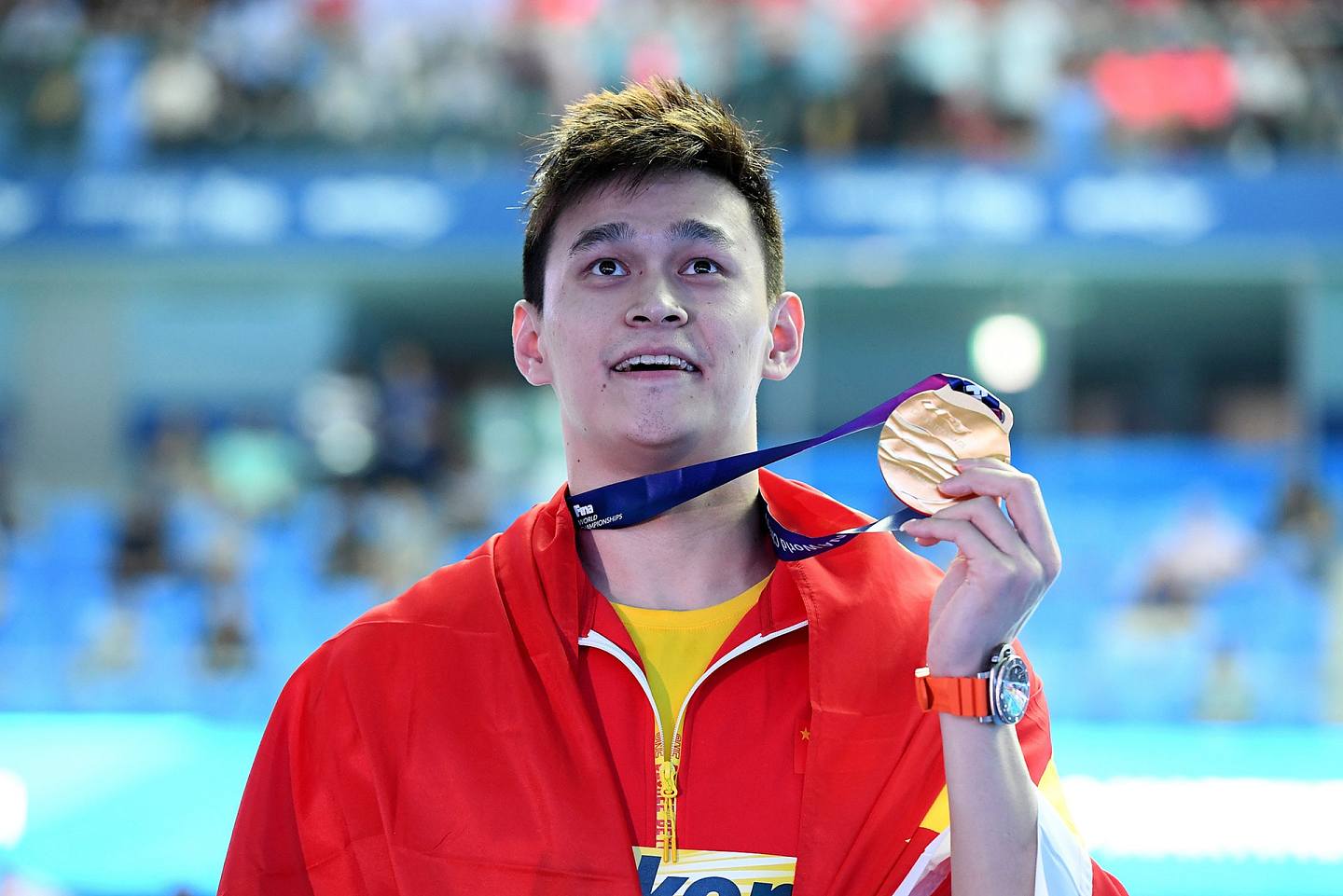 自2007年起，孙杨共参加了7届世界游泳锦标赛，拿了11枚金牌，加上分量更重的3枚奥运金牌，金牌数一共14枚。（Getty）