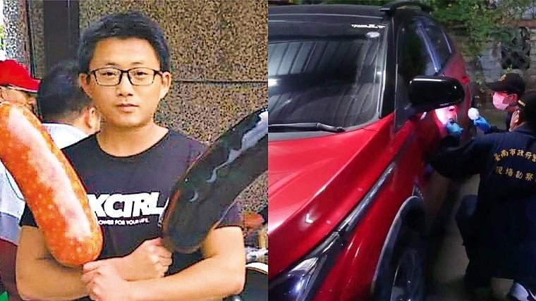 掳杀马国女大生的凶手梁育志(左，翻摄脸书)，警方在其运车采证。 合成照片
