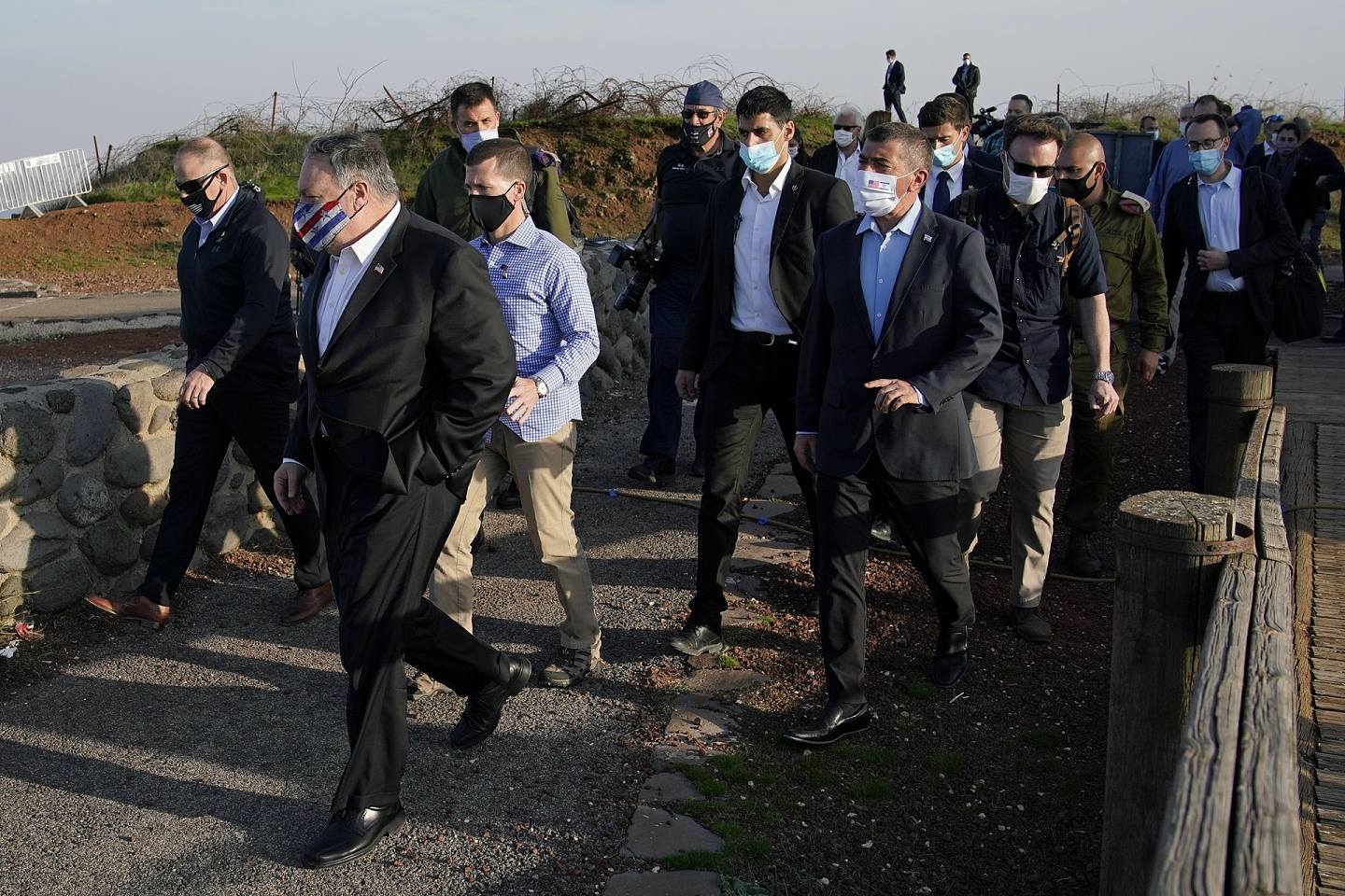2020年11月19日，美國國務卿蓬佩奧前往以色列控制的戈蘭高地。（AP）